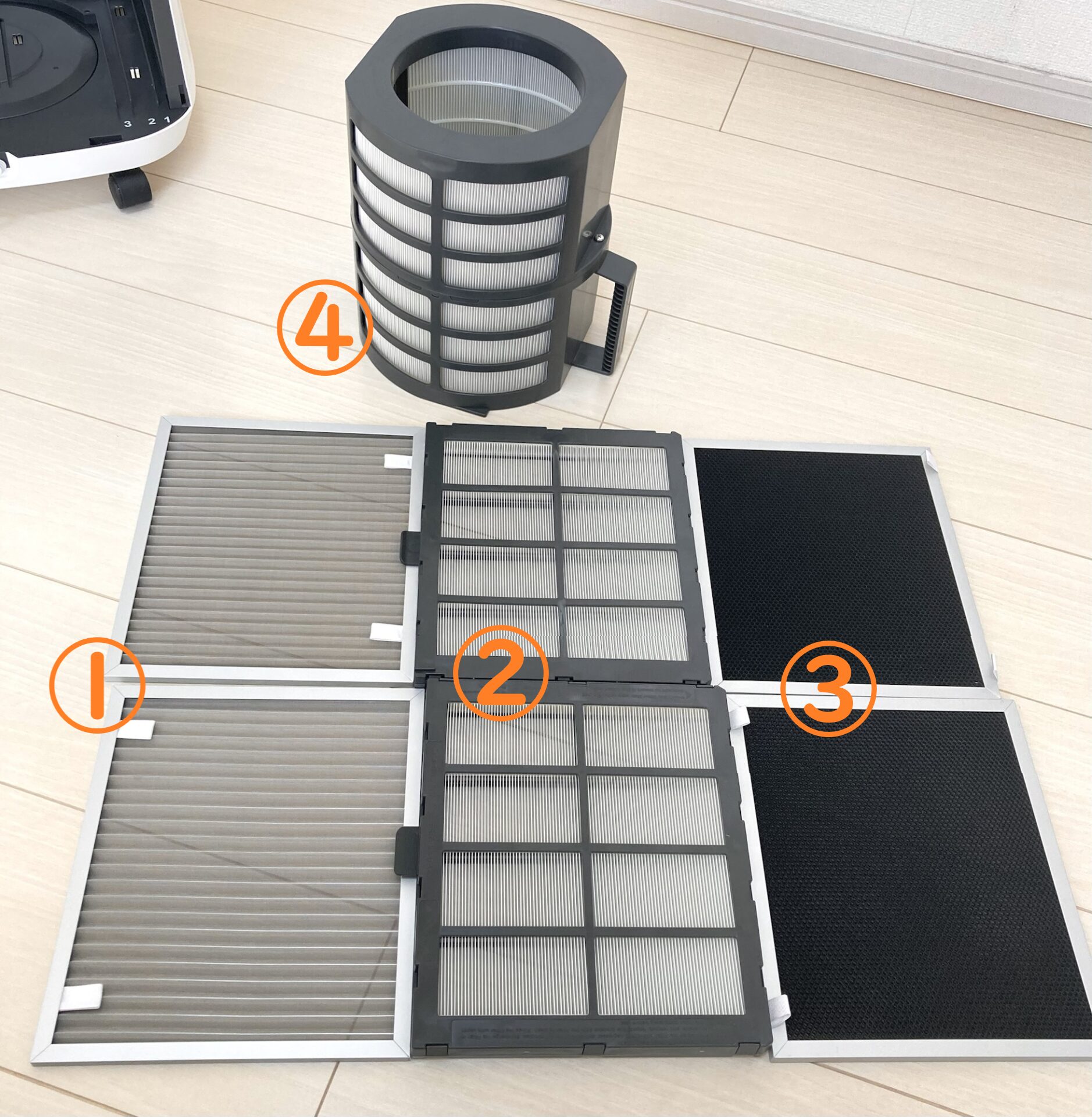 フィルターを全て取り出した様子